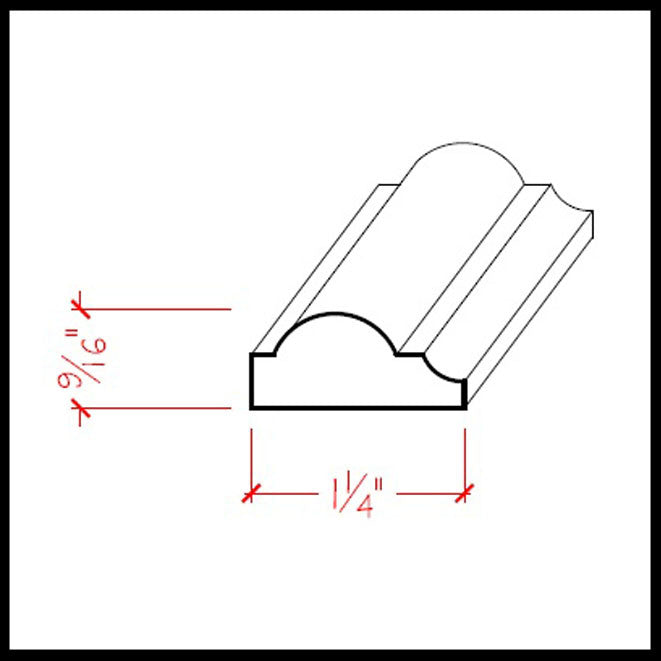 Moldura para panel de cornisa y cornisa EWPM33 de 1-1/4" de ancho x 9/16" de borde. Sin terminar 