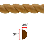 Moldura de cuerda EWRM12 de 3/4" de alto x 3/8" de borde. Sin terminar 