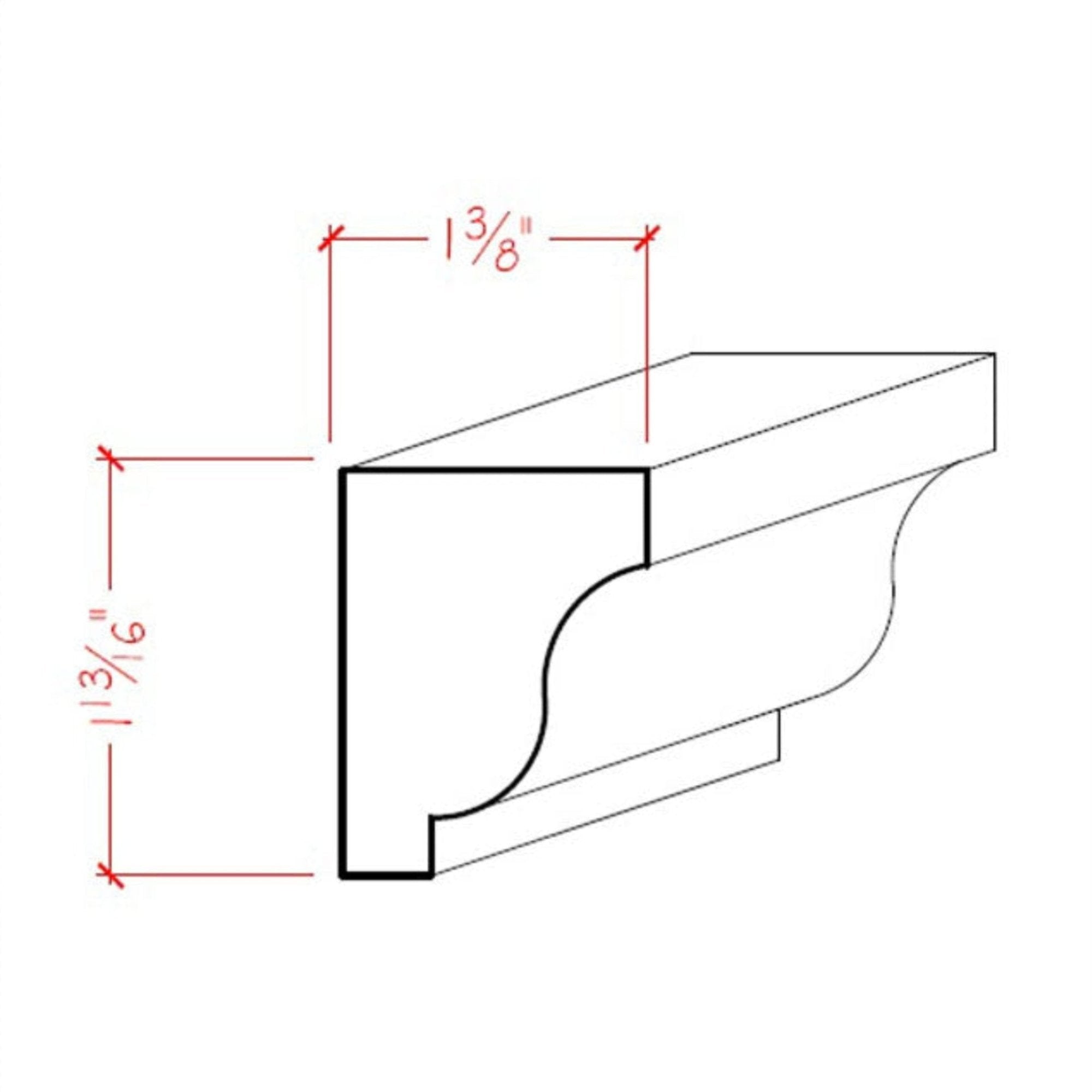 EWSC15 Solid Crown 1-3/4" High x 1-3/8" Deep Moulding. Unfinished