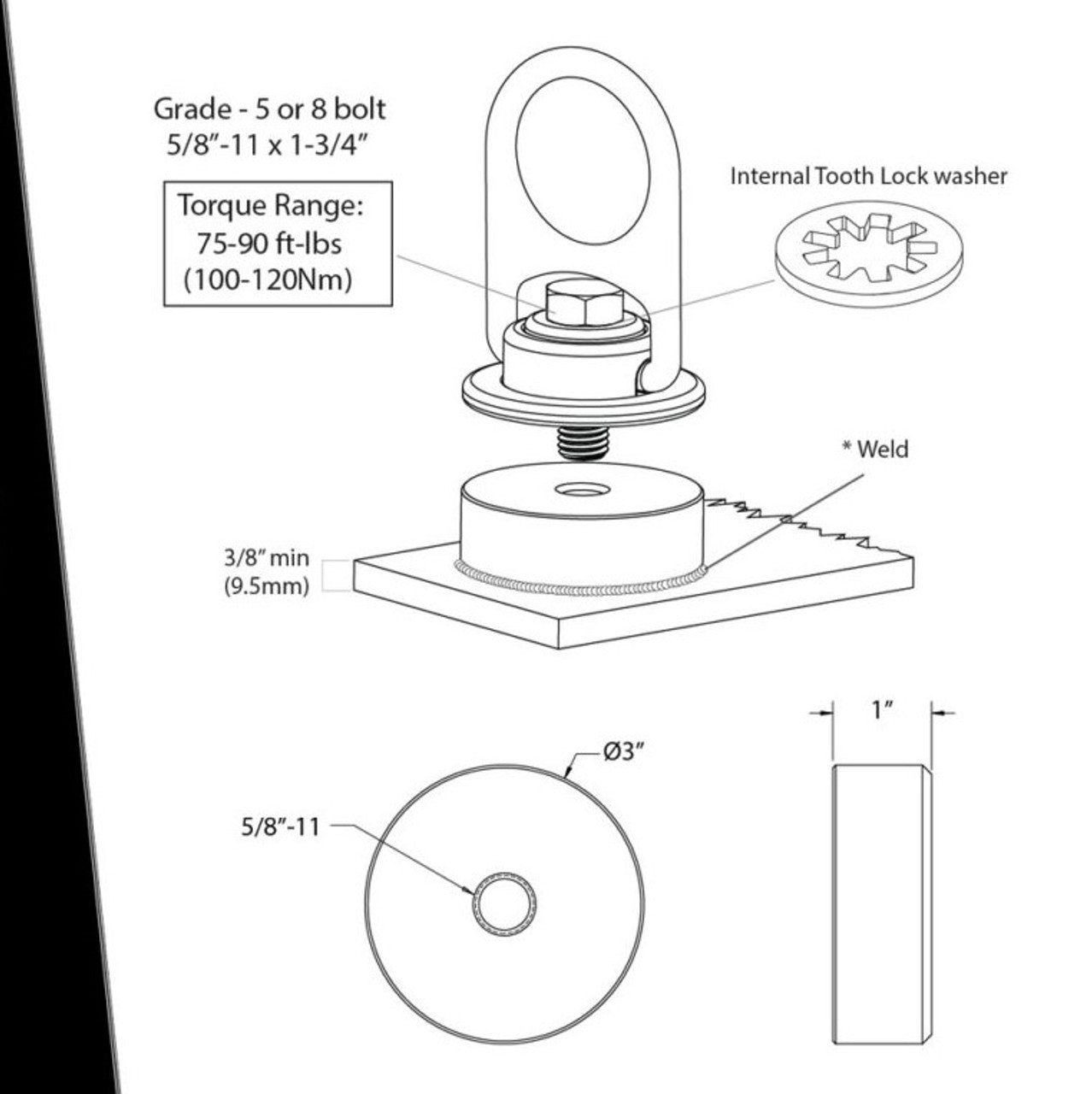 Frontline STMP10K-WO Weld-on Puck for MEGA Swivel 10K