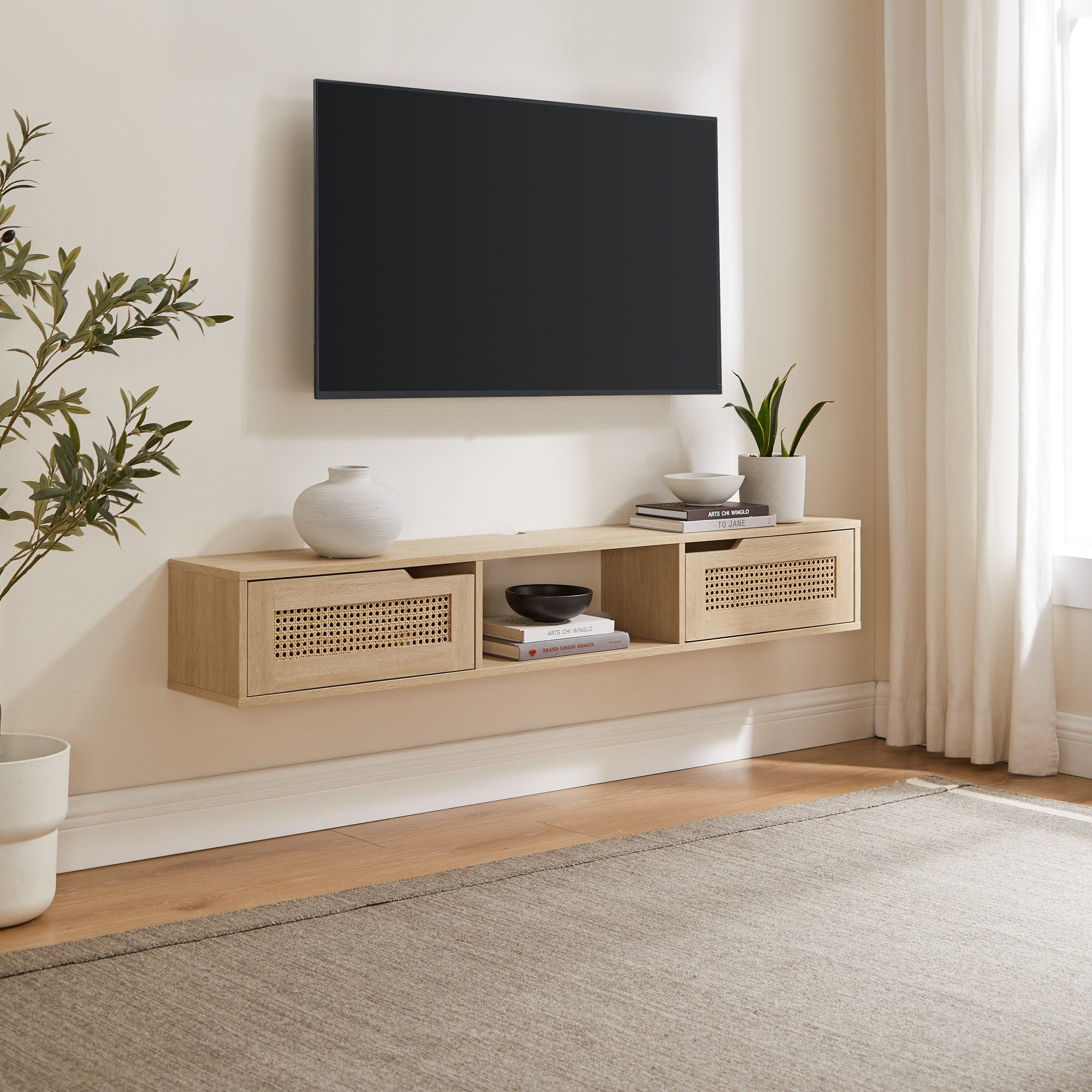 Mueble de TV flotante de dos puertas Hamkke Boho