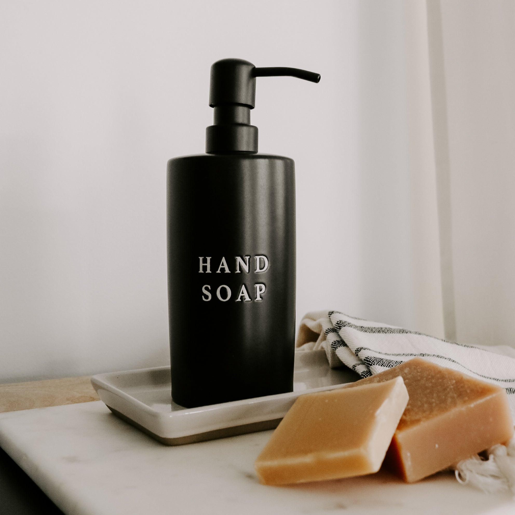 15oz Black Stoneware Hand Soap Dispenser –