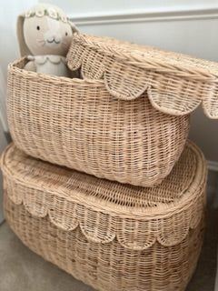 Scalloped Rattan Basket - Small - Pre-Sale