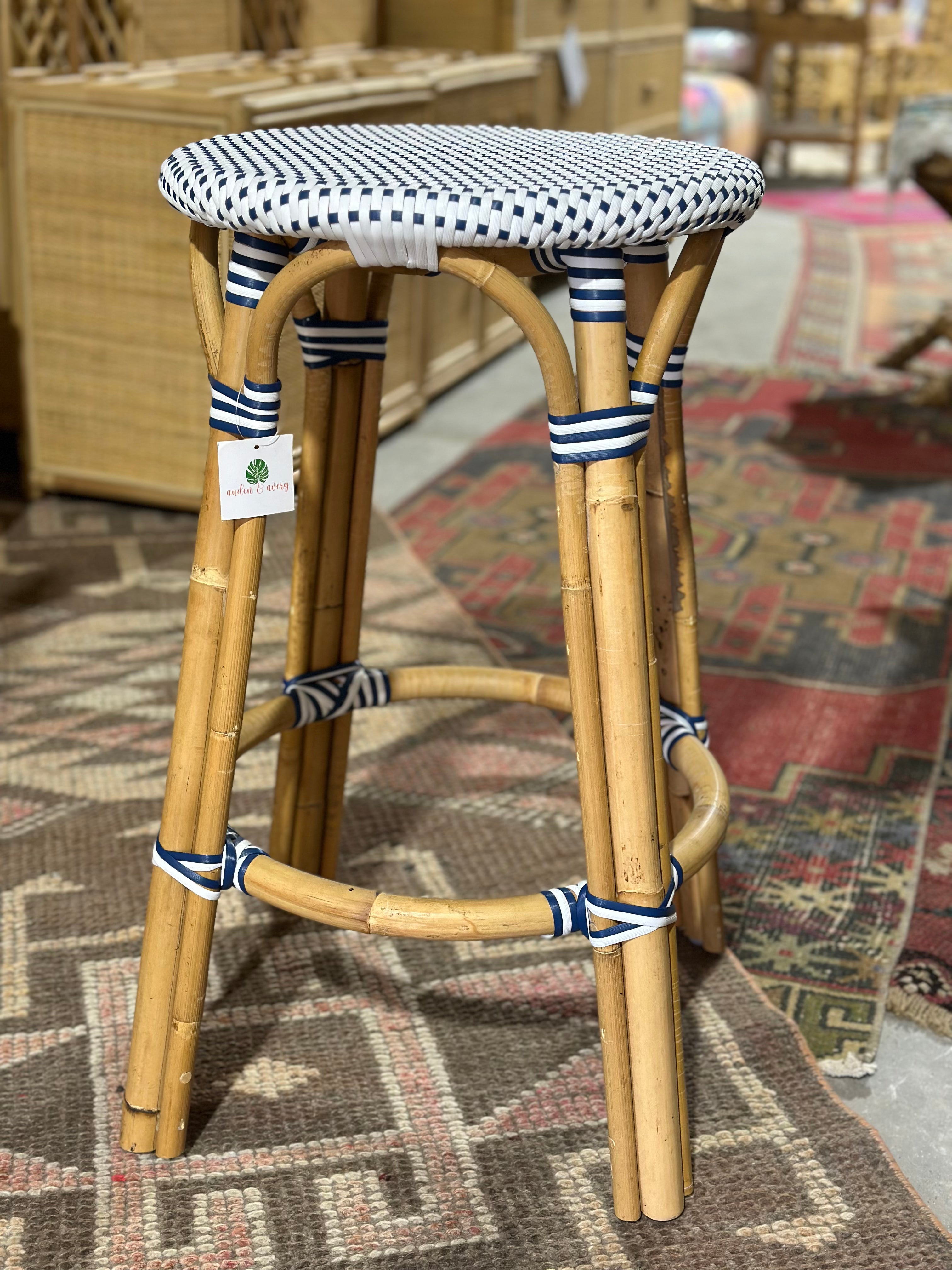 Vale Backless Counter Height Barstool - Blue/White