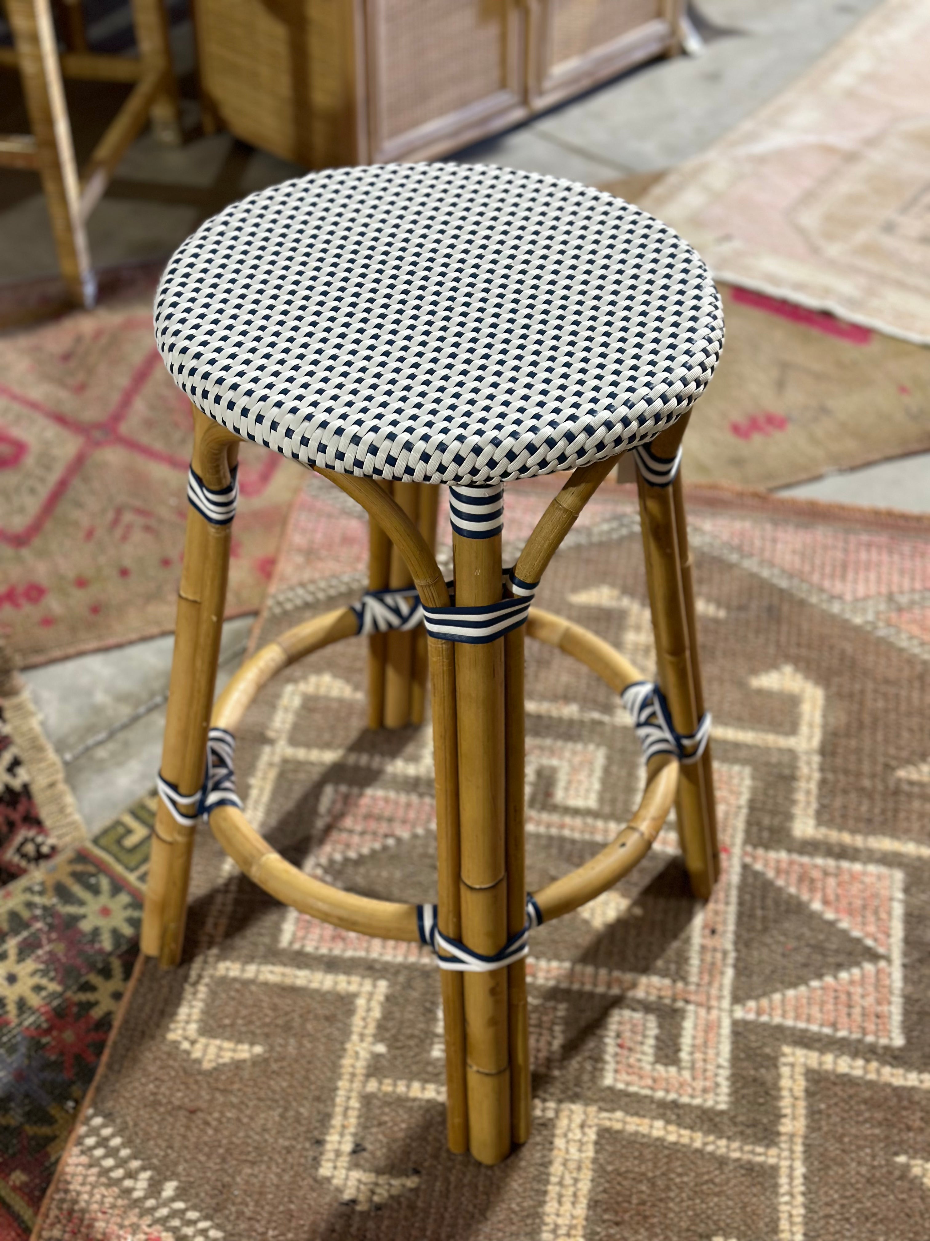 Vale Backless Counter Height Barstool - Blue/White