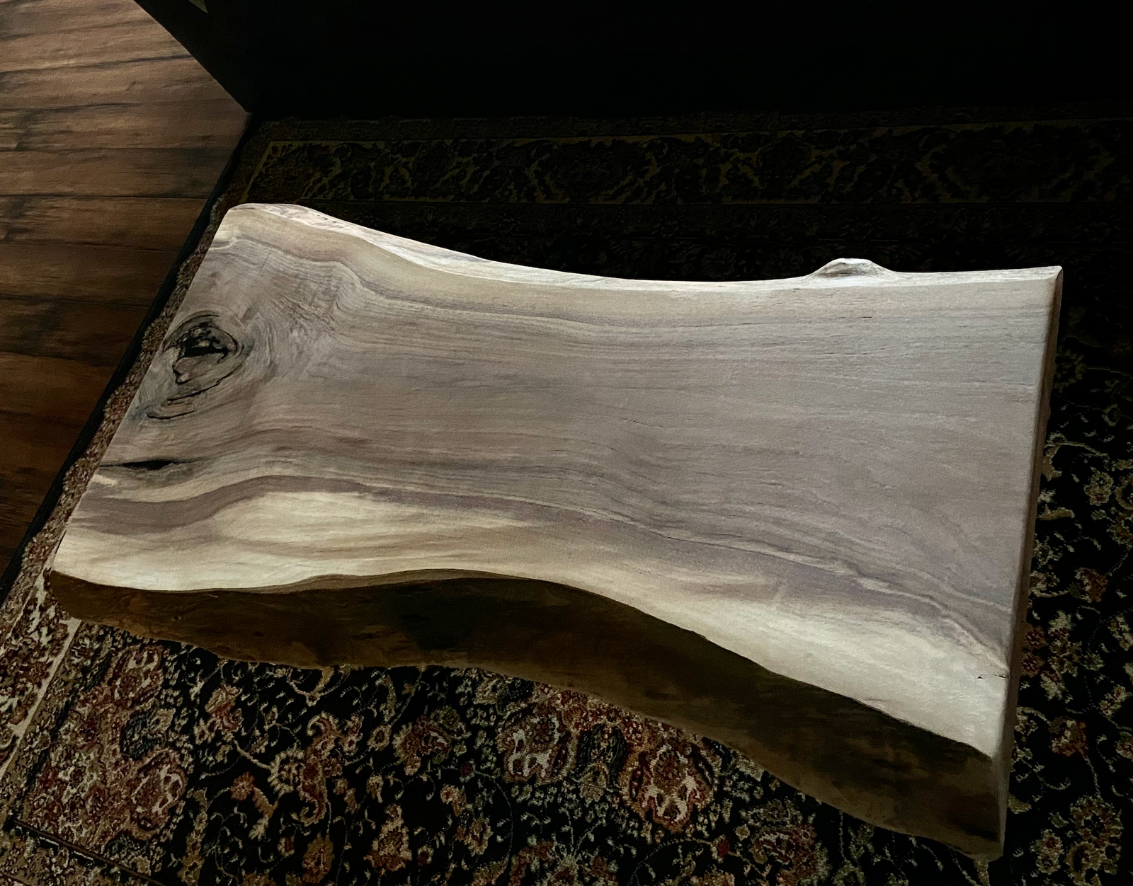 Gray and Violet Live Edge Walnut Rustic Wood Coffee Table