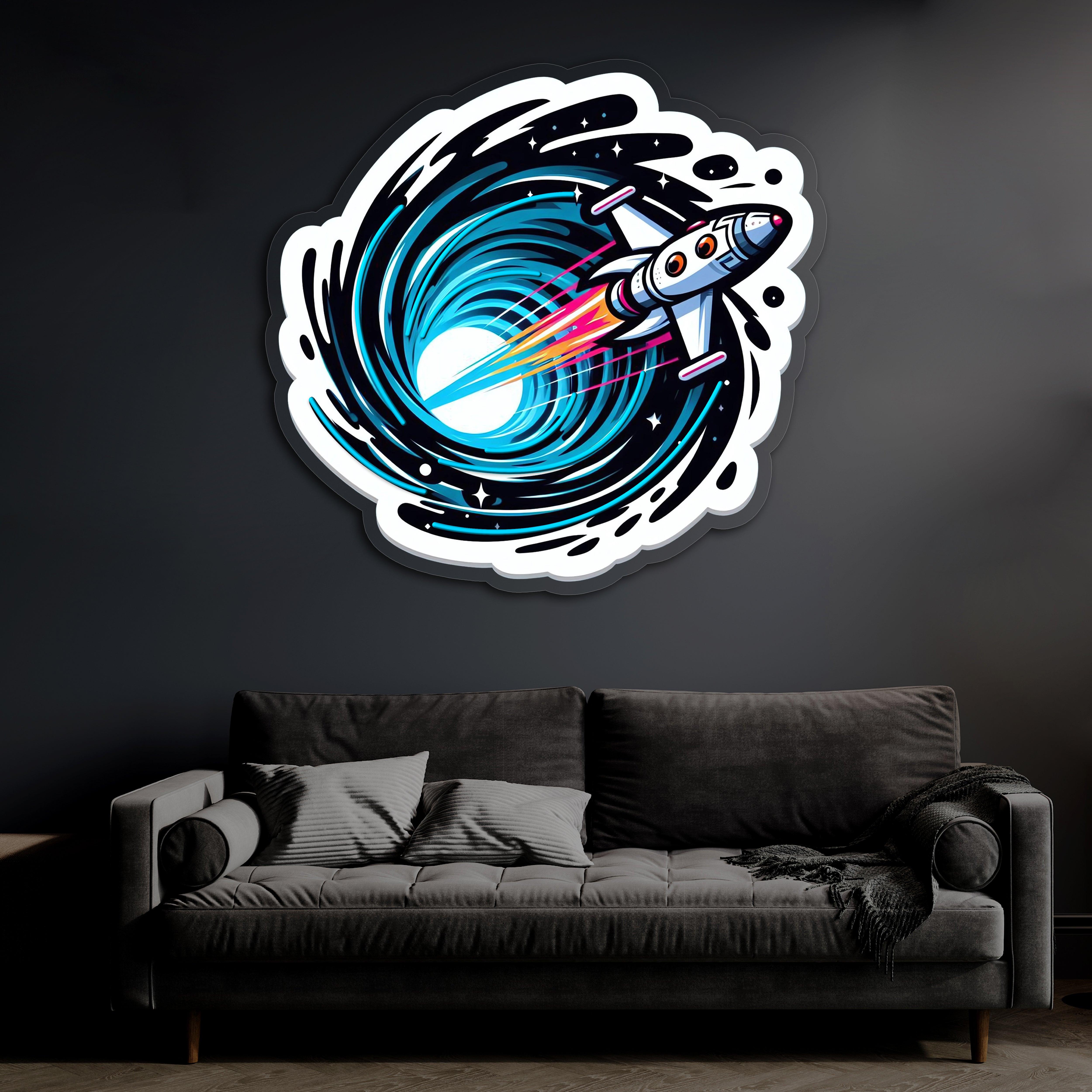 Space Jet UV Printed Neon, Neon Wall Art, Neon Light Sign, Custom Neon Sign, UV Print Neon Sign, Acrylic Neon Sign, Housewarming Gifts