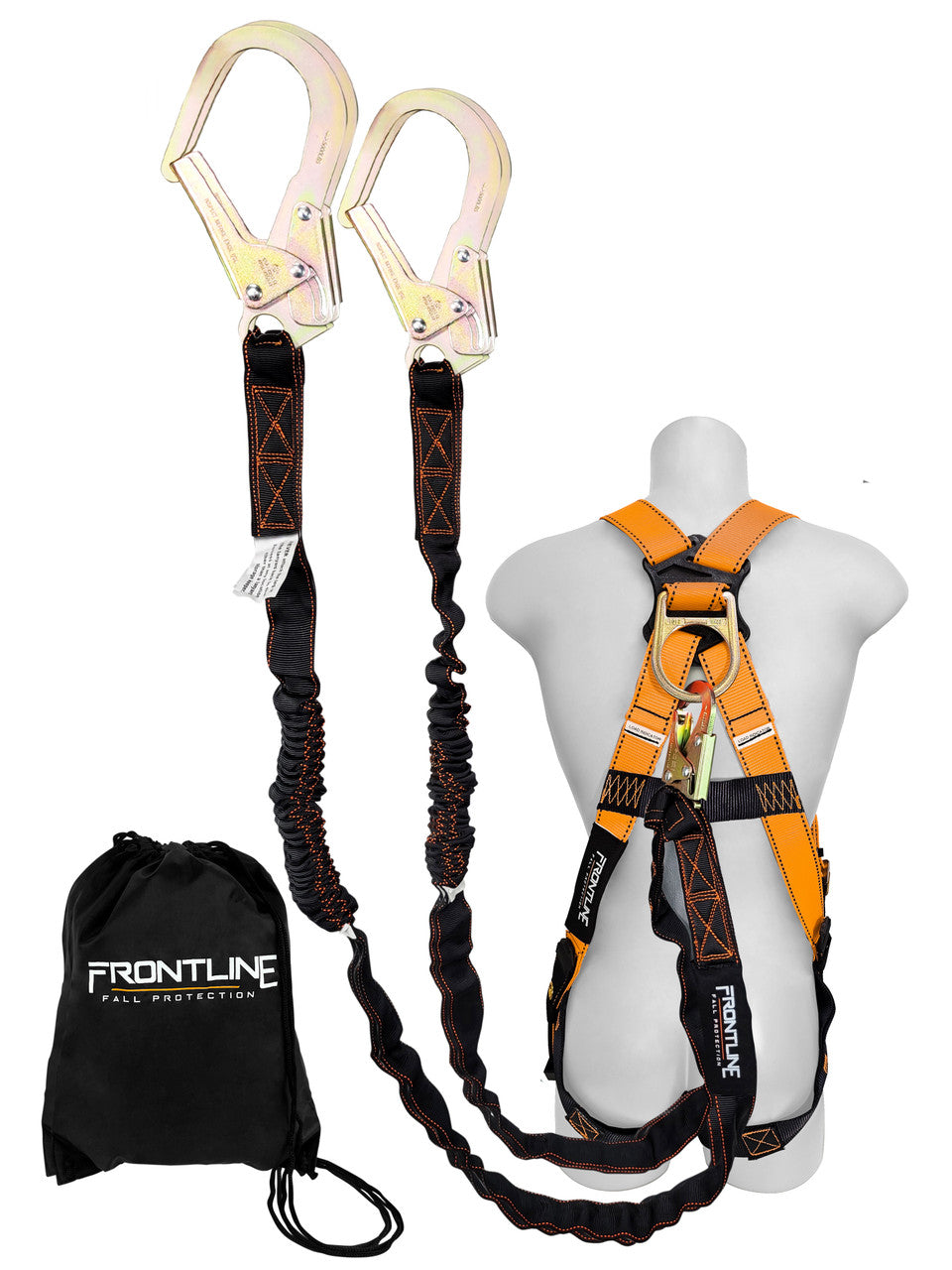 Frontline K100-62R Combat Compliance Kit - Harness, 6' Double Rebar Hook Leg Lanyard and Drawstring Bag