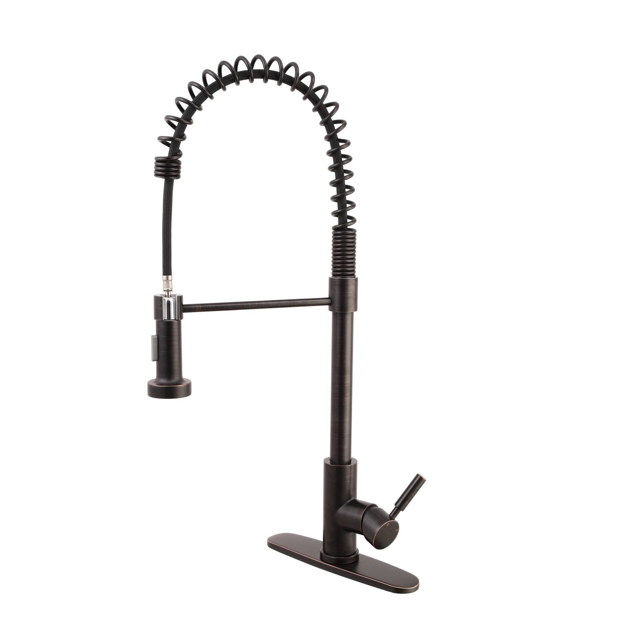 Oil Bronze High Arc Kitchen Sink Faucet with Pull Down Spray and Deck Plate