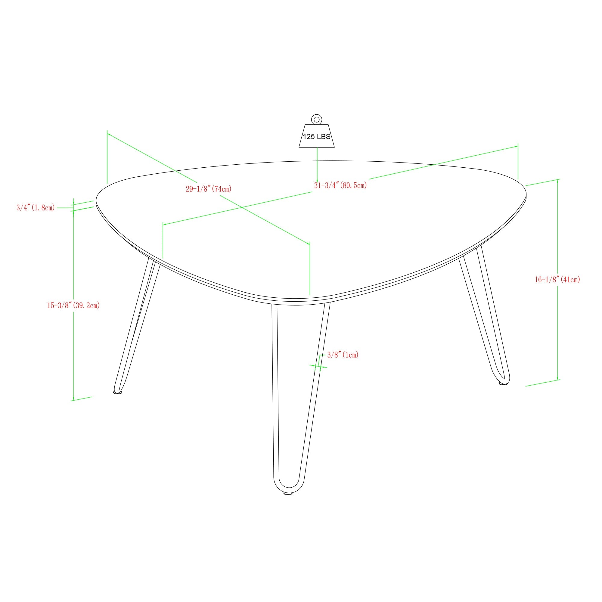 Mesa de centro con patas de horquilla