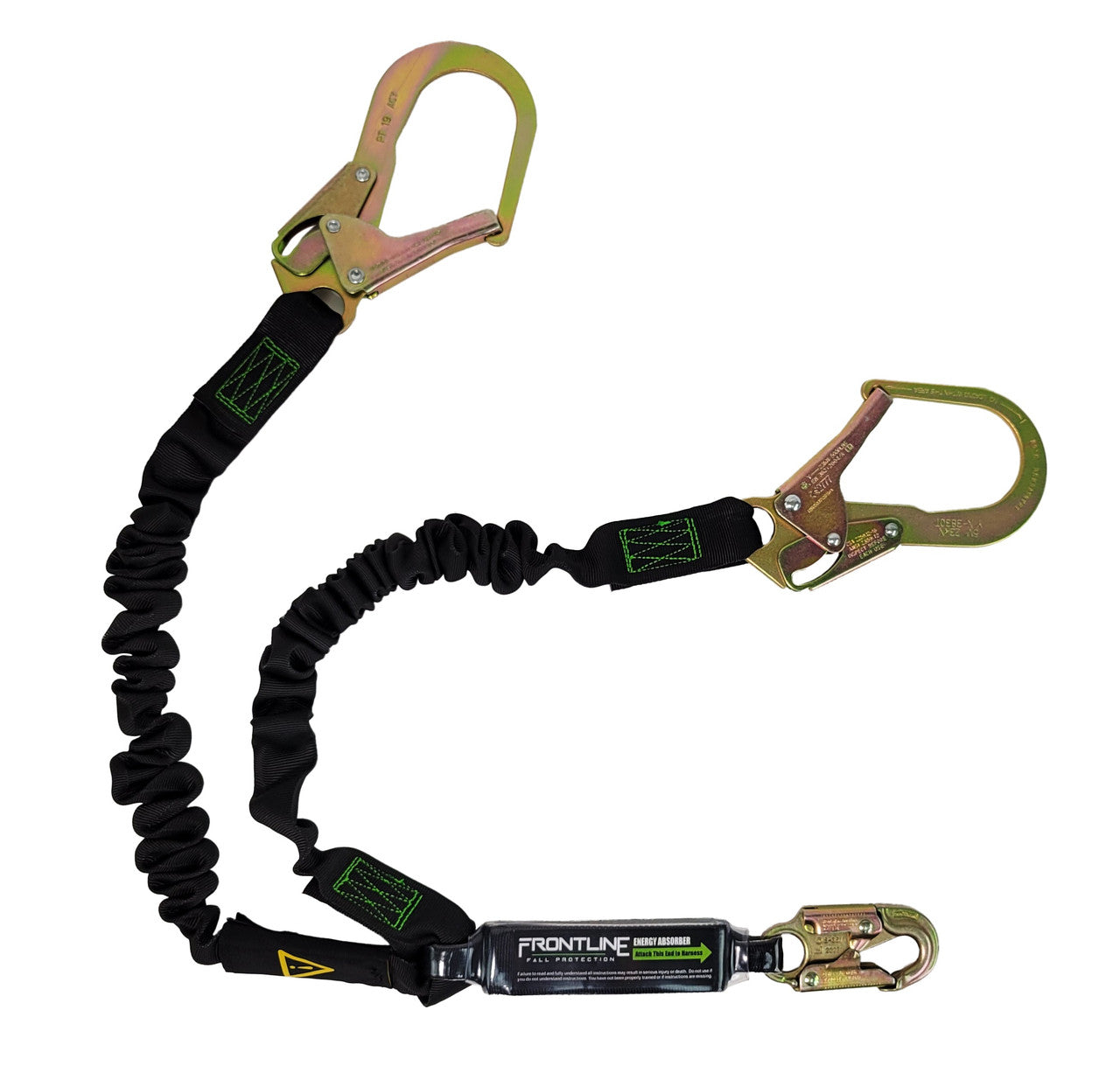 Frontline LES62R-US Patriot 6' Double Leg Elastic Lanyard with Rebar Hook Ends - Made in USA