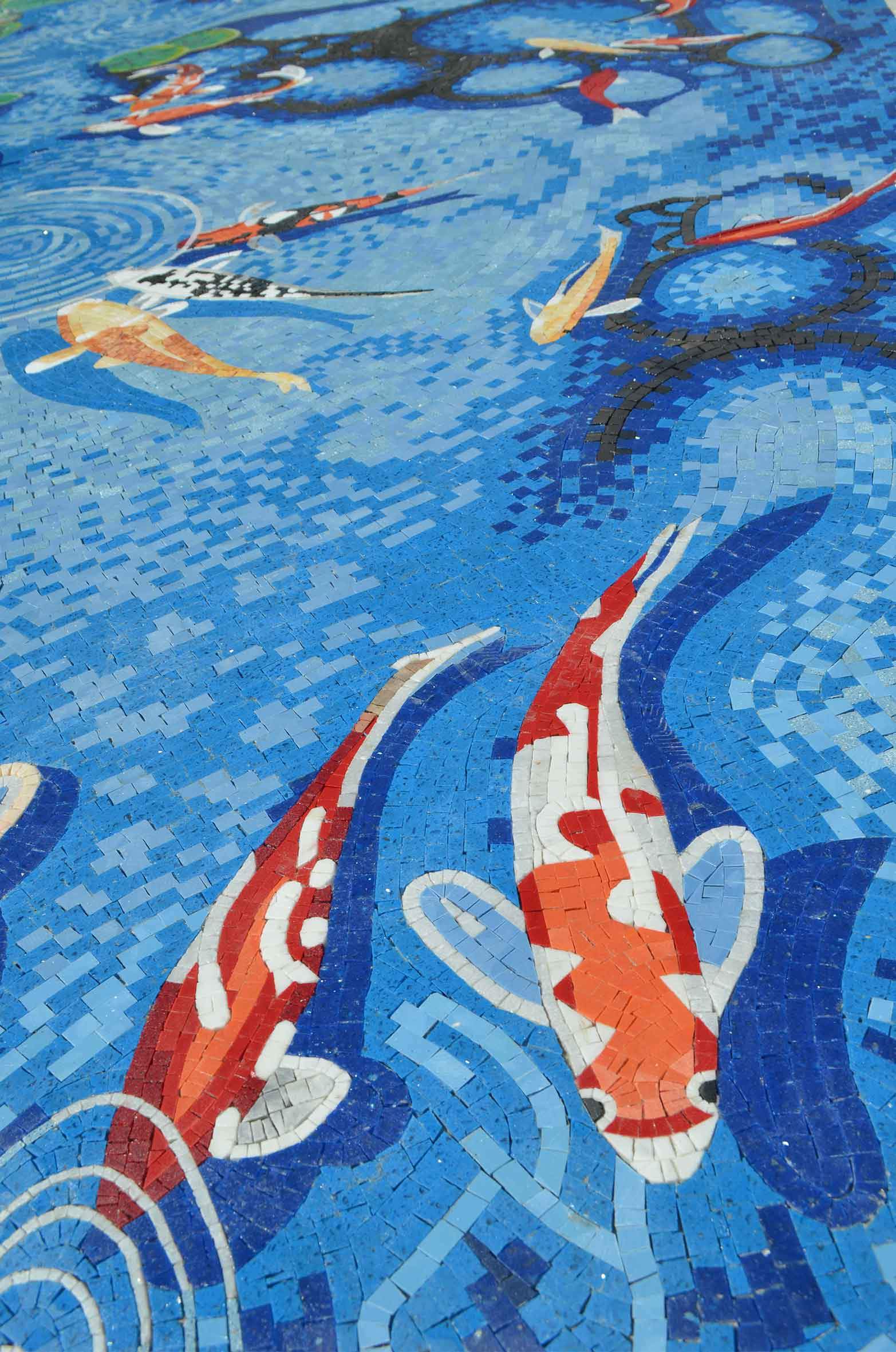 Koi Fish Pond - Mosaic Art