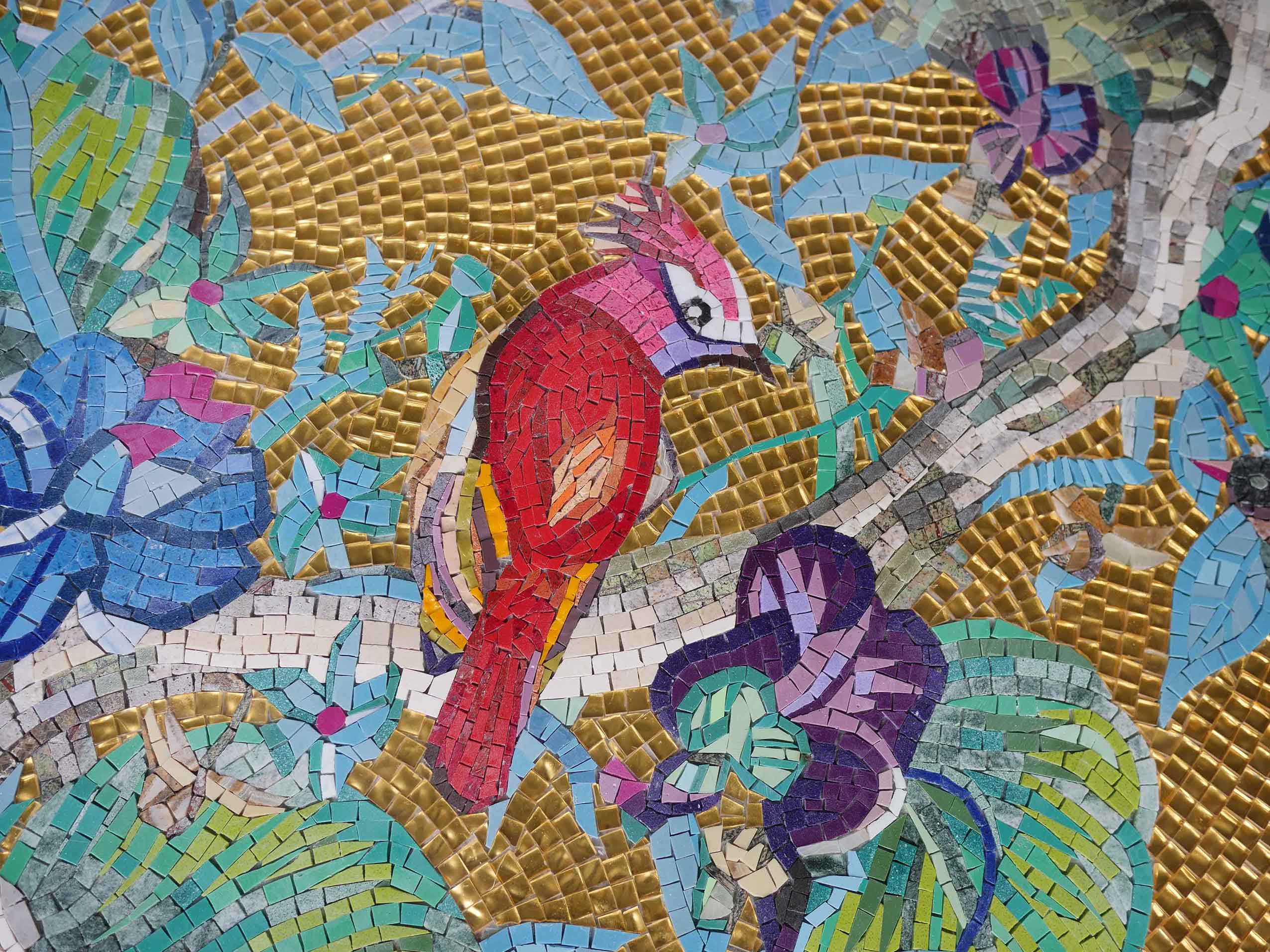 Parrot Glass Mosaic Medallion