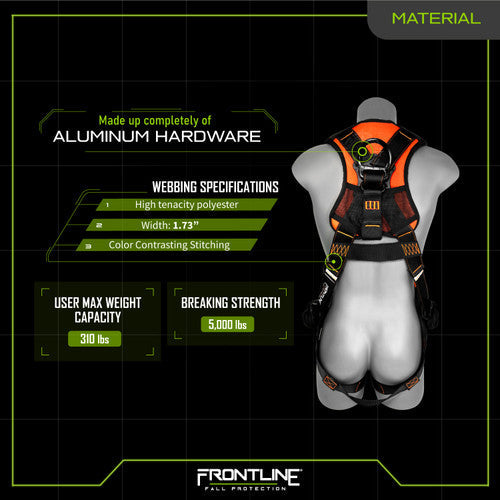 Frontline 110VTB Combat Lite Vest Style Harness with Aluminum Hardware and Suspension Trauma Straps 3X/4X