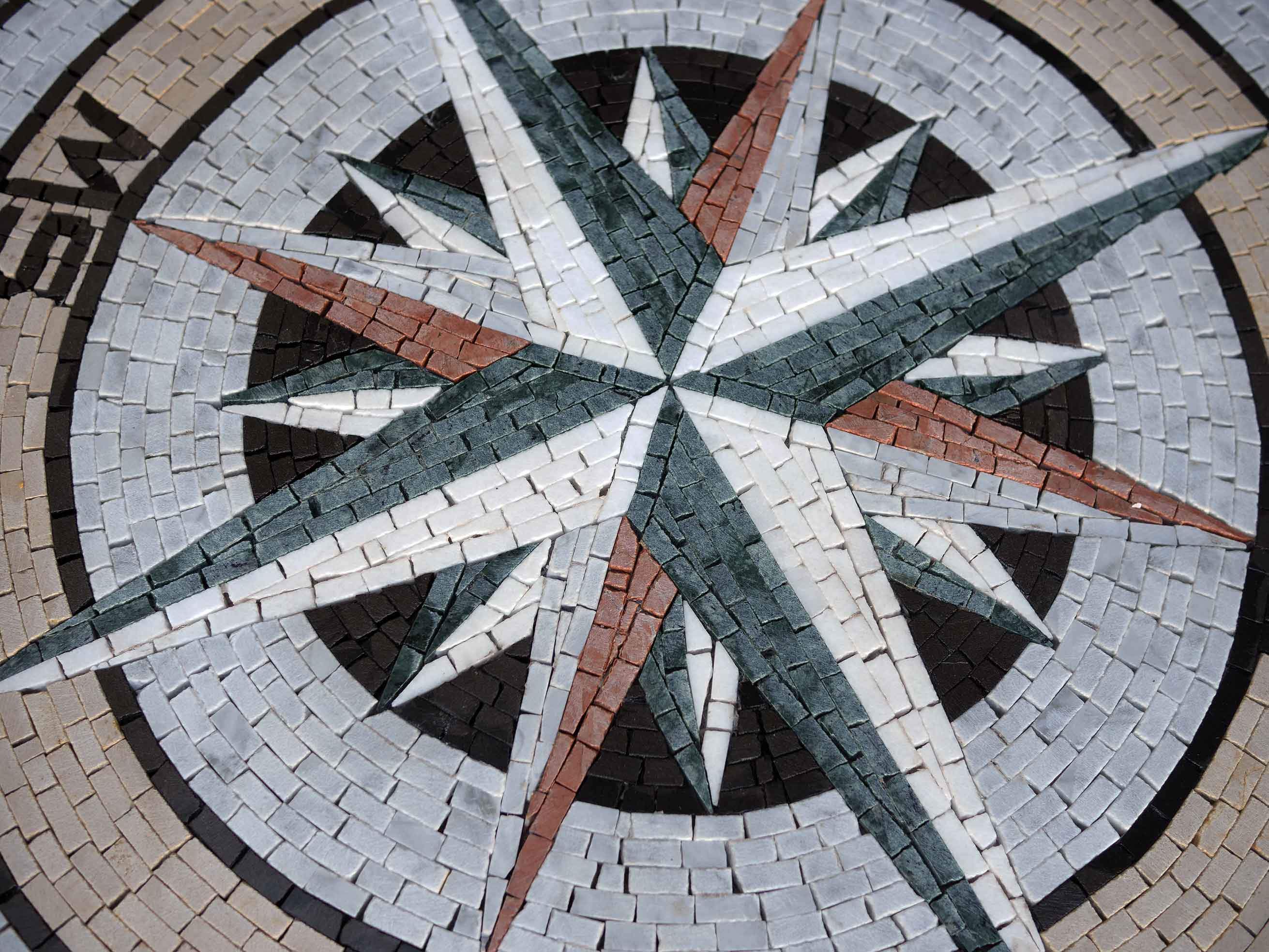 Nautical Compass Mosaic Marble