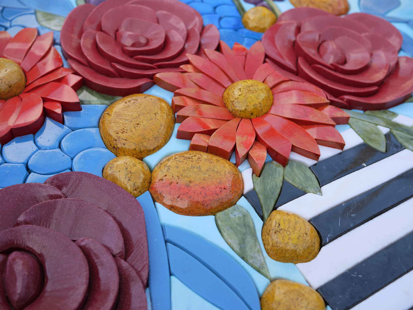 Mosaic Stone Art - Floral Vase