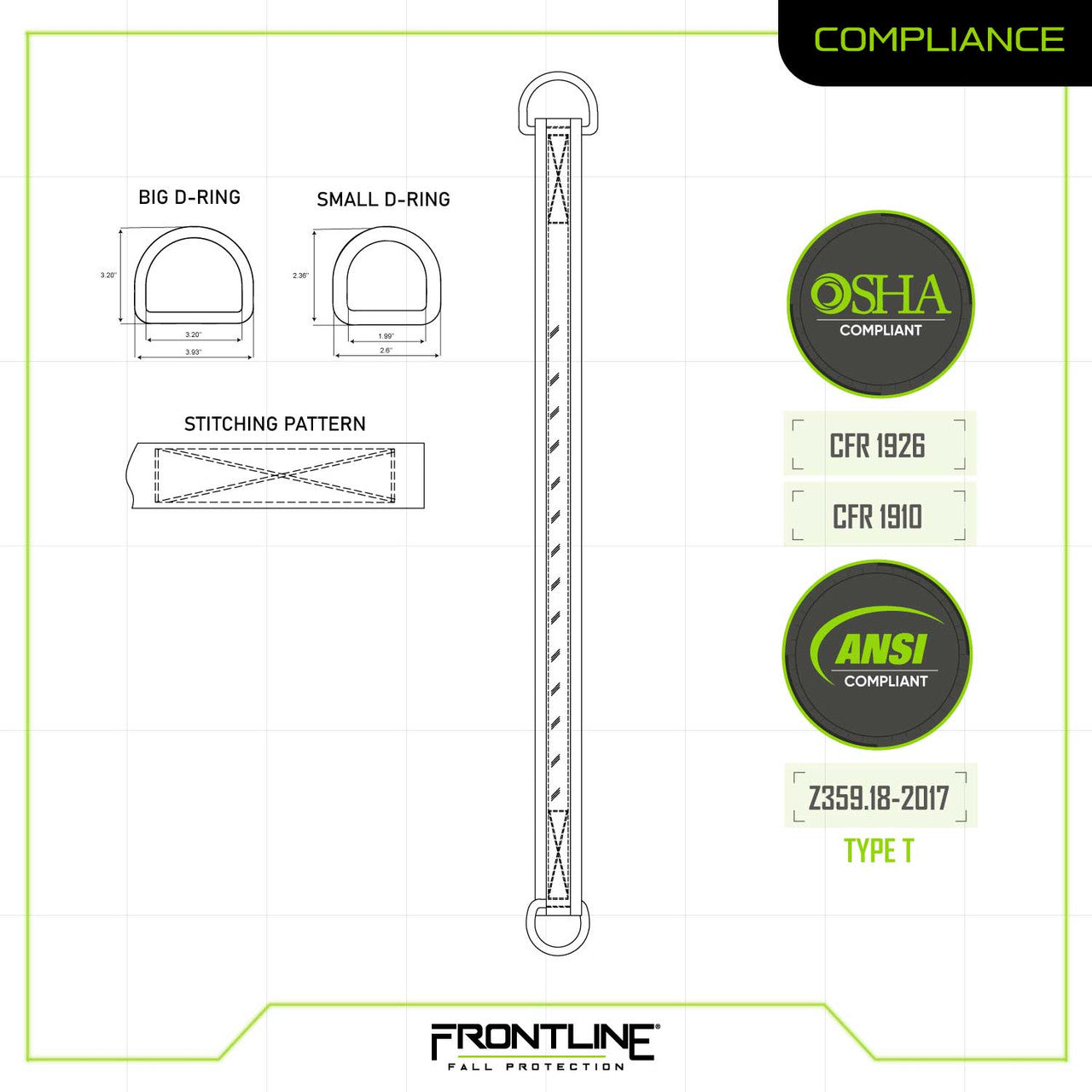 Frontline MPS Cross Arm Strap with Reinforced Webbing 12'