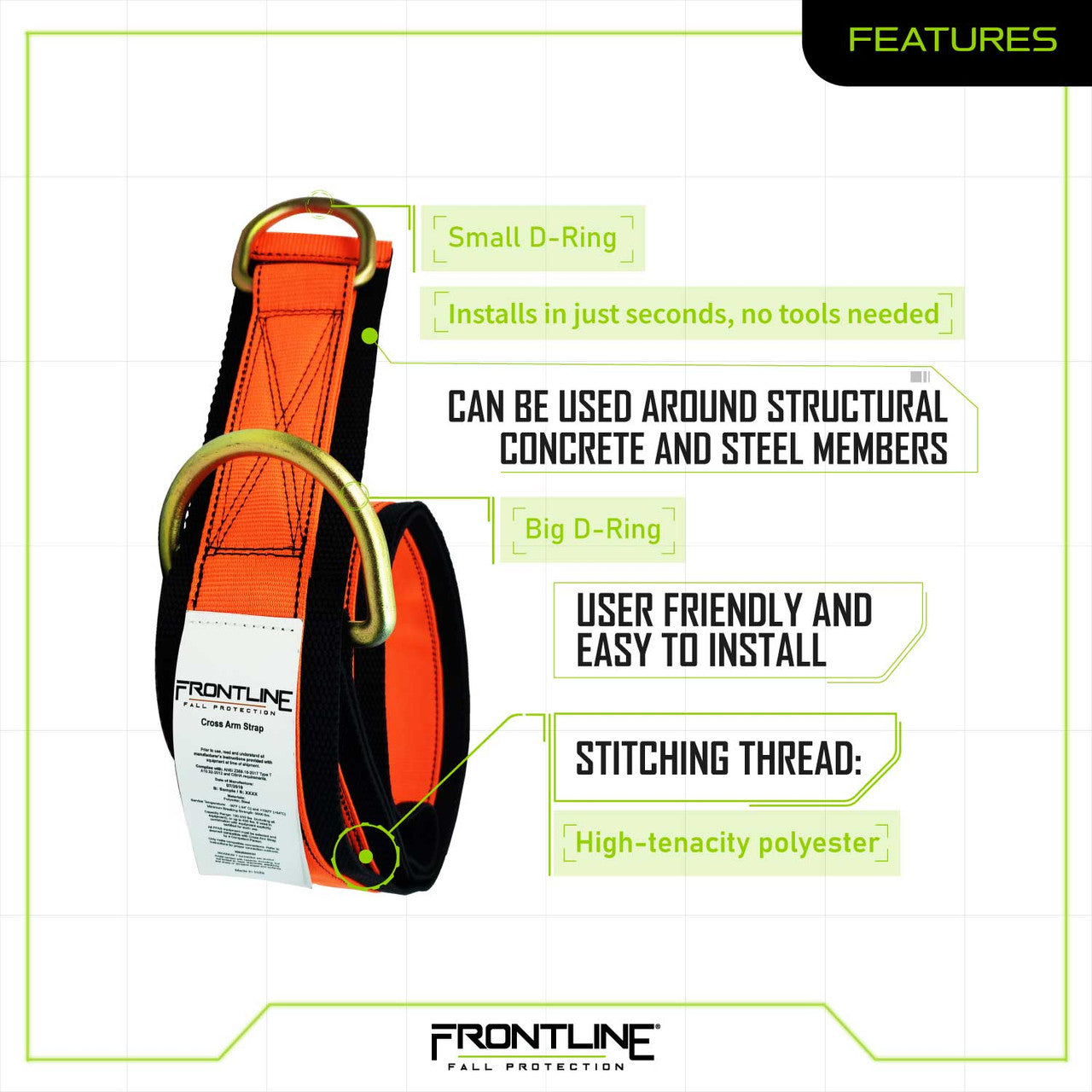 Frontline MPS Cross Arm Strap with Reinforced Webbing 4'