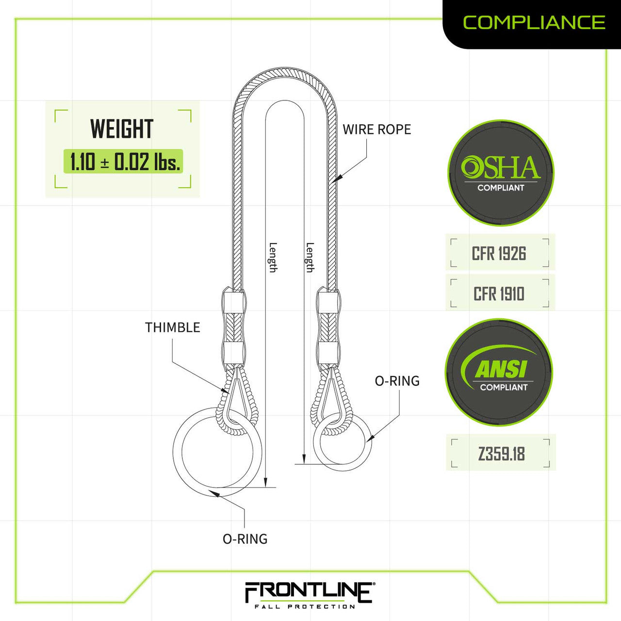 Anclaje de estrangulamiento de cable de acero Frontline MPW de 4 pies