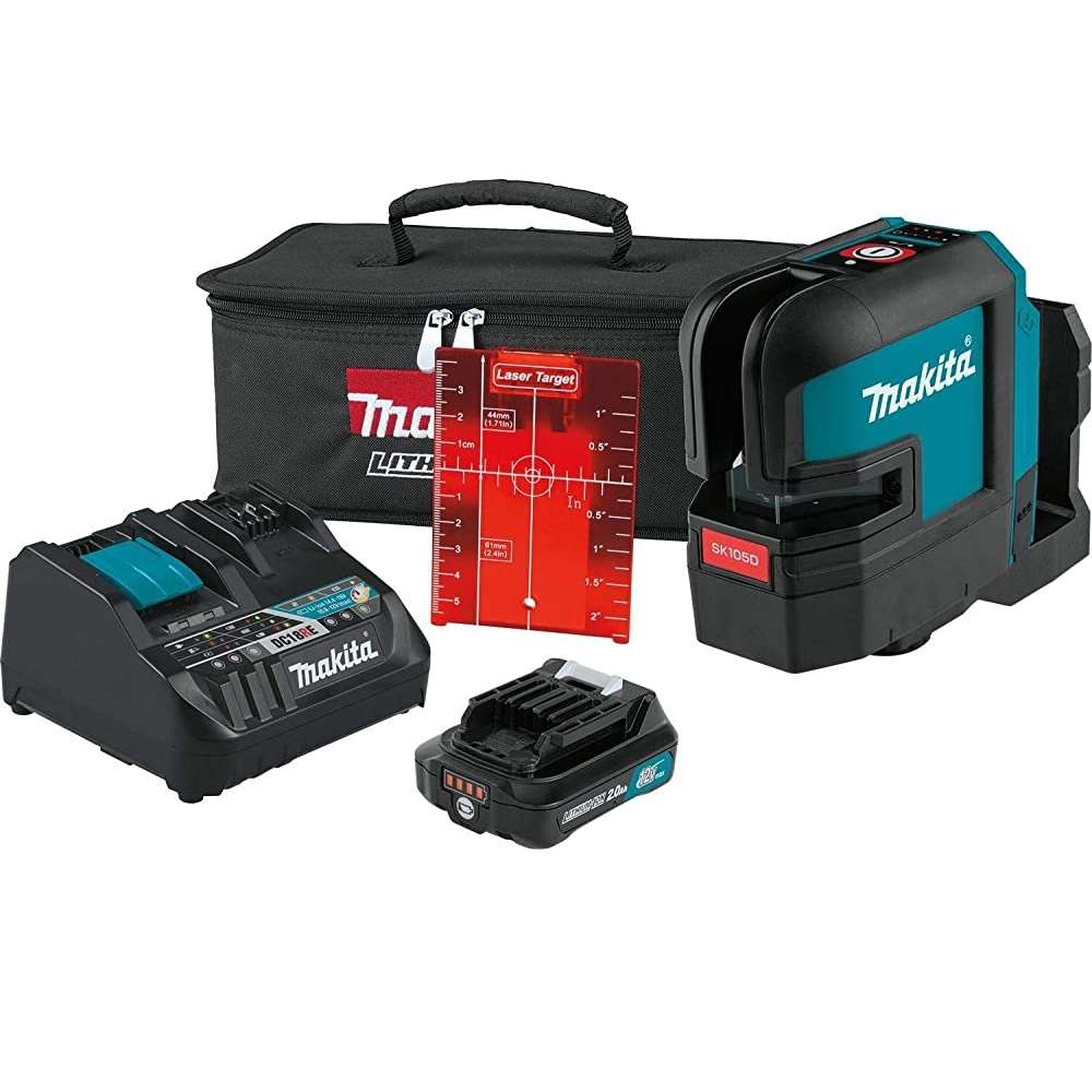 Makita SK105DNAX 12V max CXT Lithium-Ion Cordless Self-Leveling Cross-Line Red Beam Laser Kit (2.0Ah)