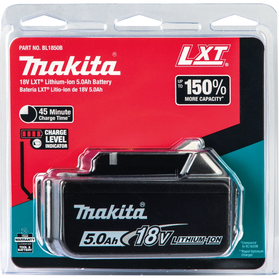 Makita BL1850B 18V LXT® Lithium‑Ion 5.0Ah Battery