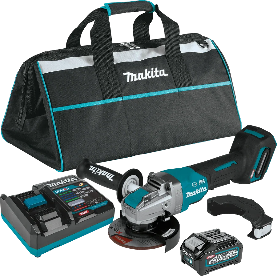 Makita GAG13M1 40V max XGT® Brushless Cordless 4‑1/2" / 5" X‑LOCK Paddle Switch Angle Grinder Kit, with Electric Brake (4.0Ah)