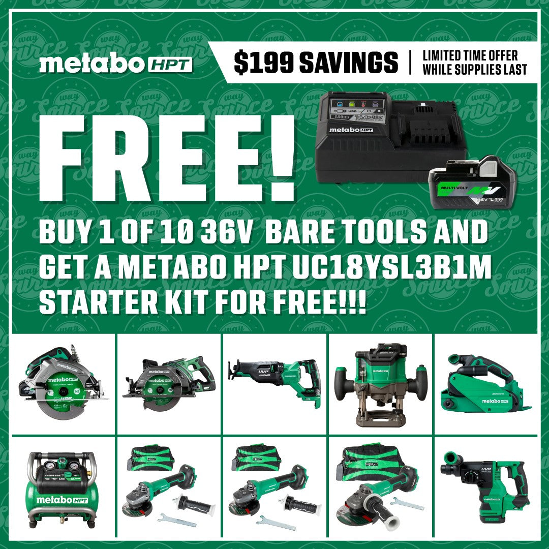 Metabo HPT UC18YSL3B1M 36V/18V MultiVolt Lithium Ion Slide Battery and Charger Starter Kit (4.0Ah/8.0Ah)