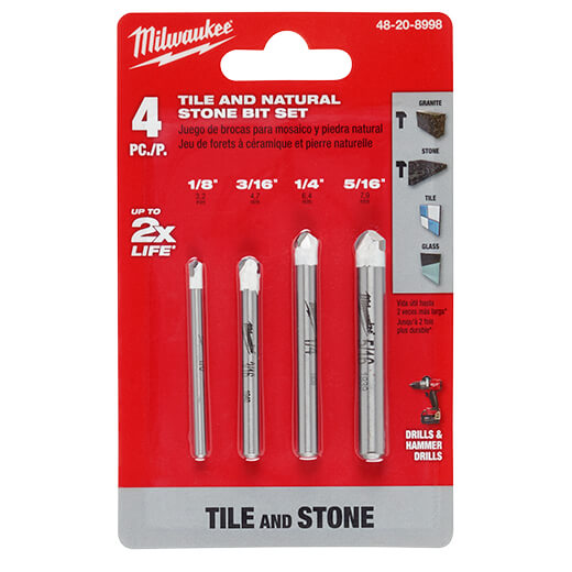 Milwaukee 48-20-8998 4pc. Tile and Natural Stone Bit Set