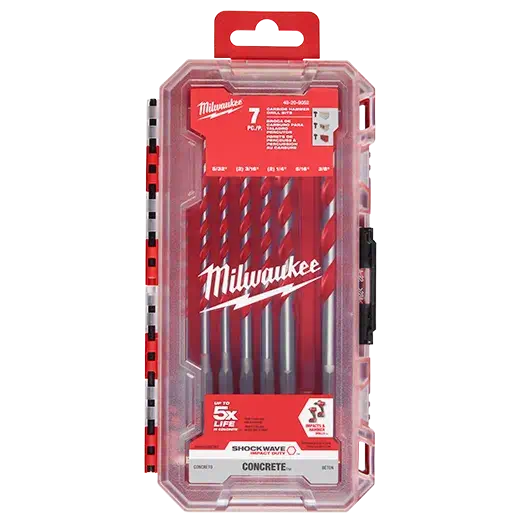 Kit de 7 brocas de carburo para taladro percutor SHOCKWAVE™ de Milwaukee 48-20-9052