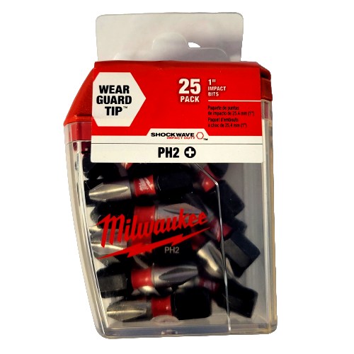 Milwaukee 48-32-4604 n.º 2 Phillips SHOCKWAVE™ Paquete de 25 brocas de inserción para contratistas de 1