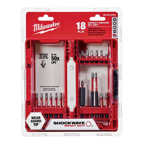 Juego de puntas para destornillador de impacto SHOCKWAVE™ de Milwaukee 48-32-4403, 18 piezas