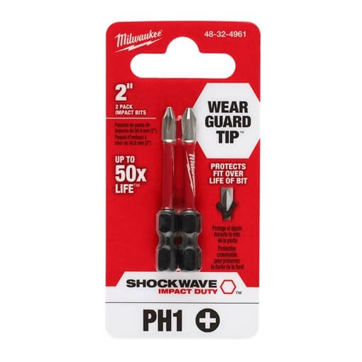 Milwaukee 48-32-4961 2PK Puntas de impacto Phillips SHOCKWAVE™ de 2