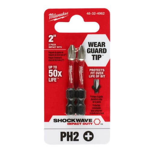 Milwaukee 48-32-4962 2PK Puntas de impacto Phillips SHOCKWAVE™ de 2