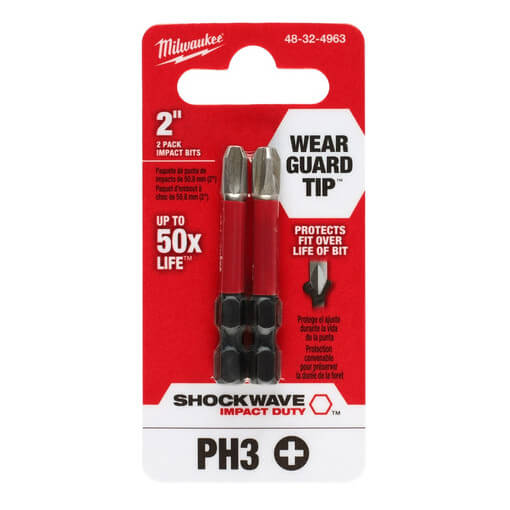 Milwaukee 48-32-4963 2PK Puntas de impacto Phillips SHOCKWAVE™ de 2