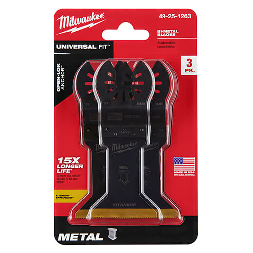 Milwaukee 49-25-1263 OPEN-LOK™ HOJAS BIMETÁLICAS MEJORADAS CON TITANIO DE 1-3/4", PAQUETE DE 3