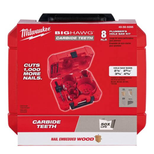 Kit de sierra de corona para plomero con dientes de carburo BIG HAWG™ de 8 piezas Milwaukee 49-56-9285