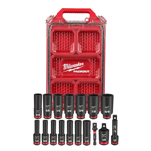 Juego de 17 piezas de dados de impacto de 3/8" con mango SAE de Milwaukee 49-66-6800 SHOCKWAVE Impact Duty™