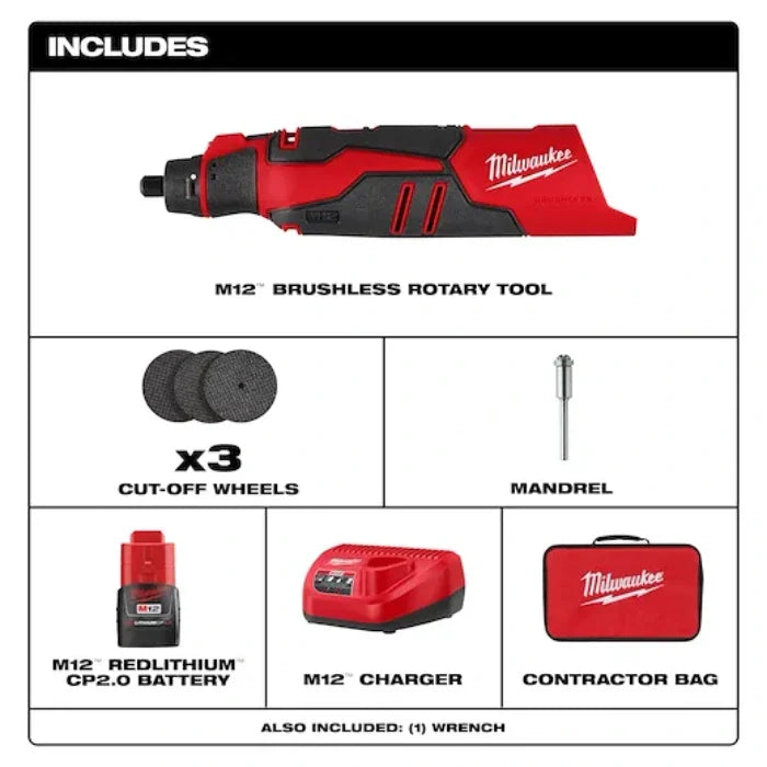 Milwaukee 2525-21 M12 Brushless Rotary Tool Kit