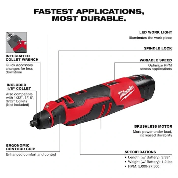 Milwaukee 2525-21 M12 Brushless Rotary Tool Kit