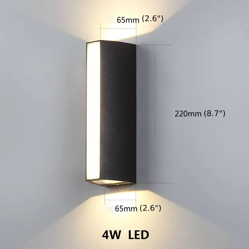 Modern Black Outdoor Waterproof Aluminum LED Wall Lamps For Porch, Garden