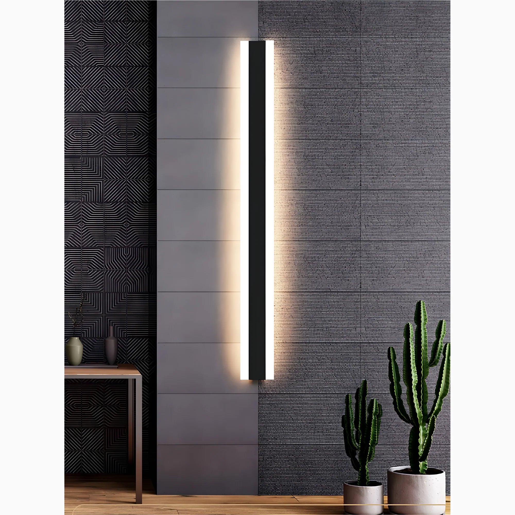 Modern Black Outdoor Waterproof Aluminum Long LED Wall Lamp For Porch