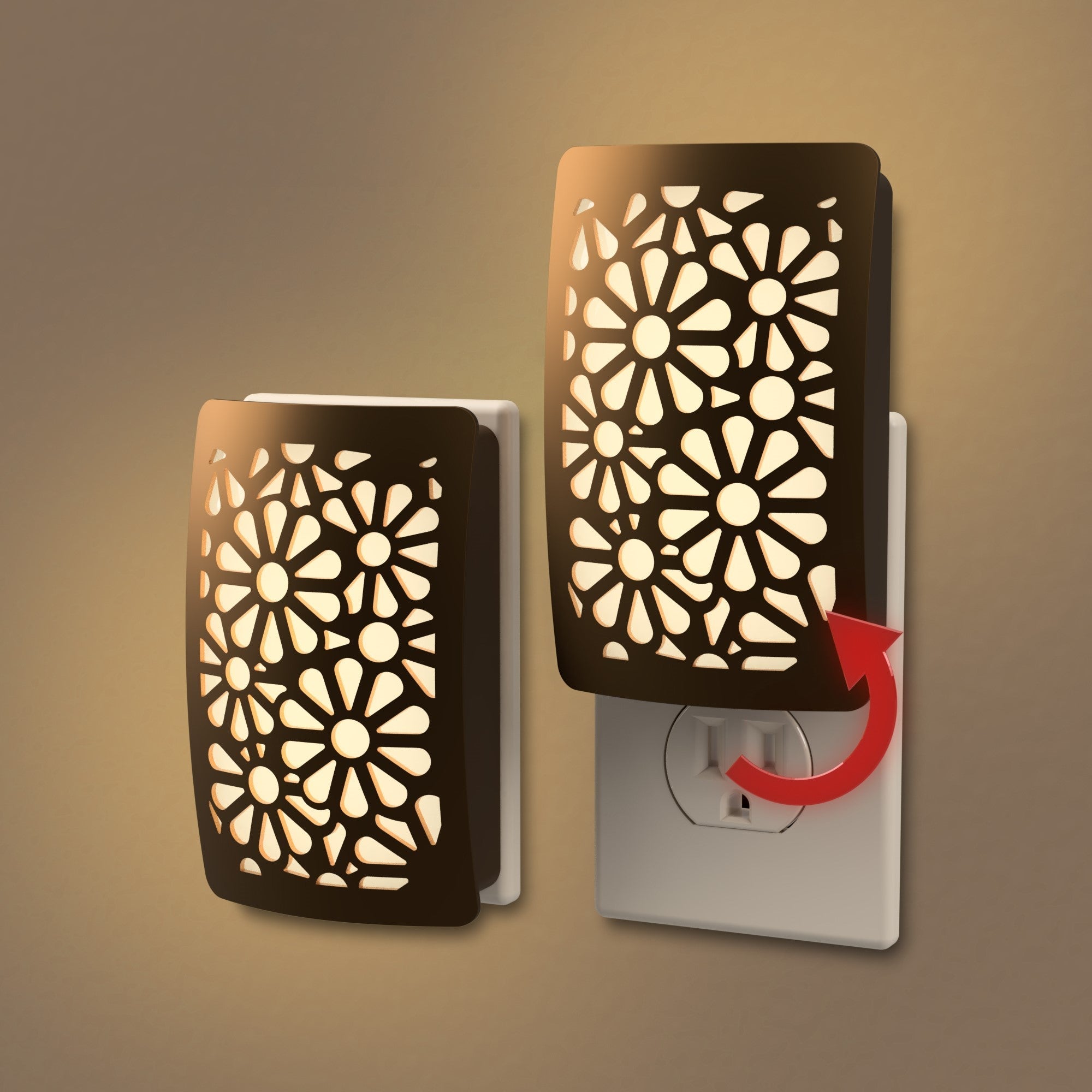 Lámpara de noche LED floral de bronce DecoPlug