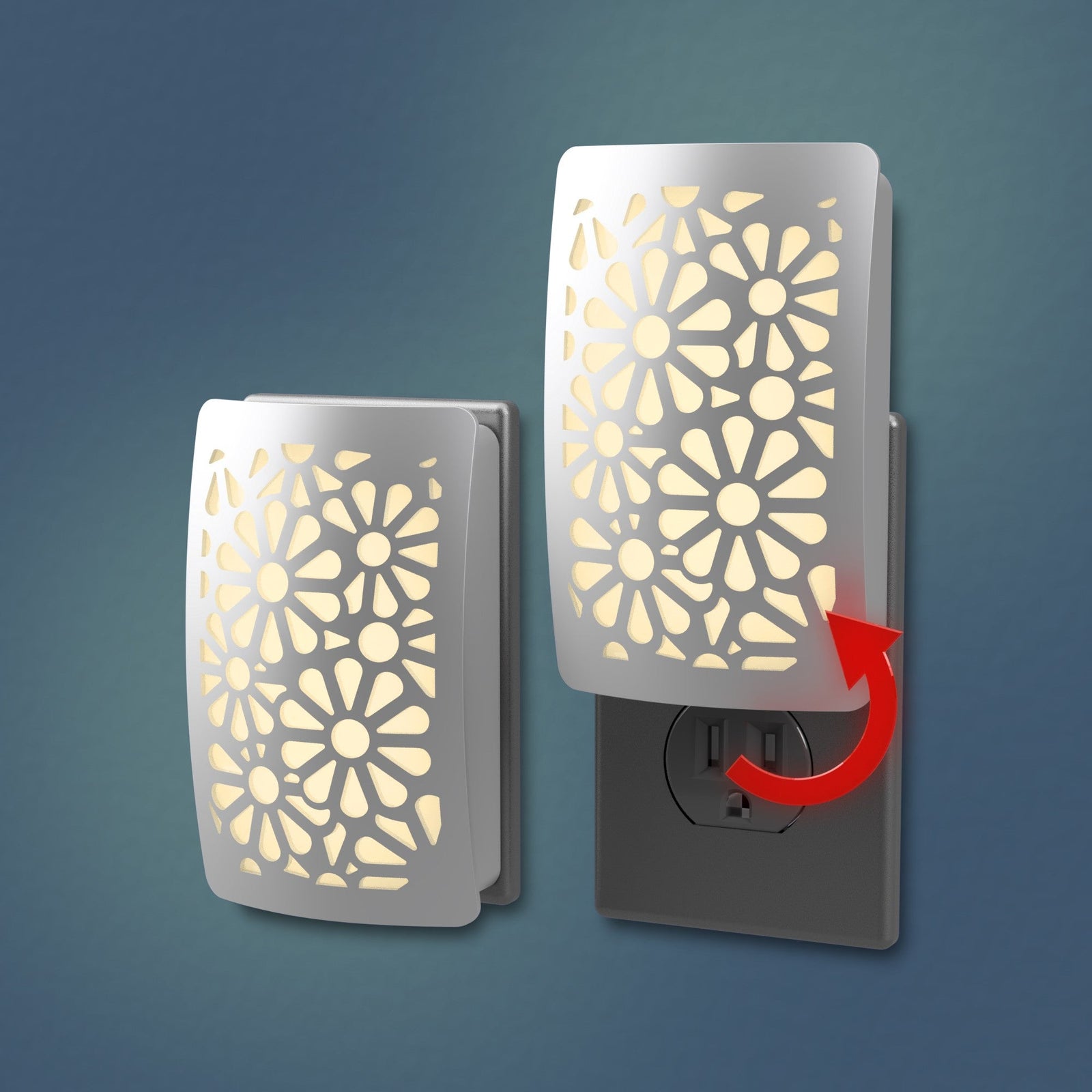 DecoPlug LED Floral Nickel Night Light