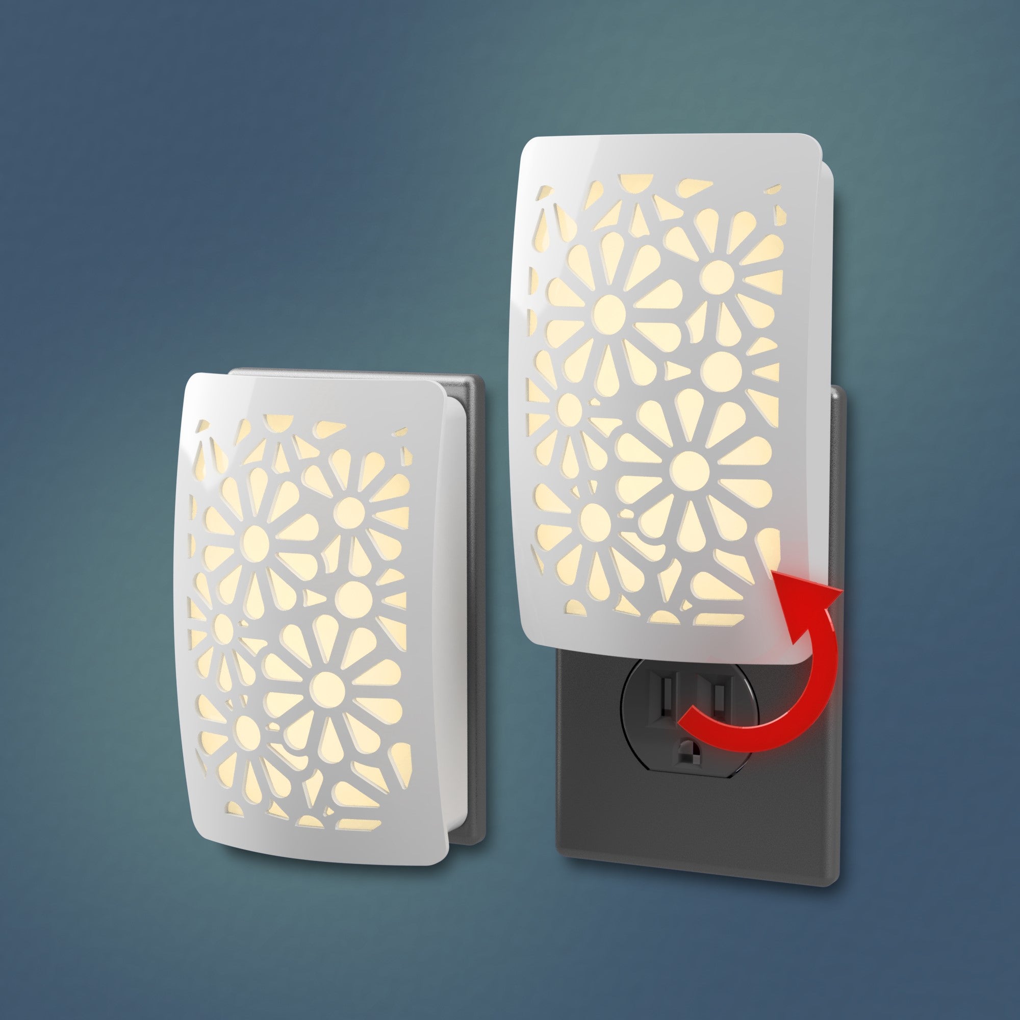 Luz de noche LED con diseño floral blanco DecoPlug