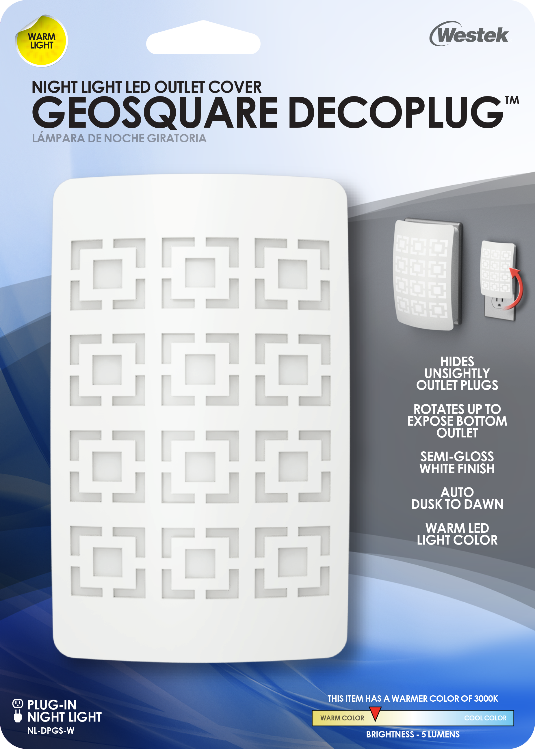 Luz de noche LED GeoSquare blanca DecoPlug