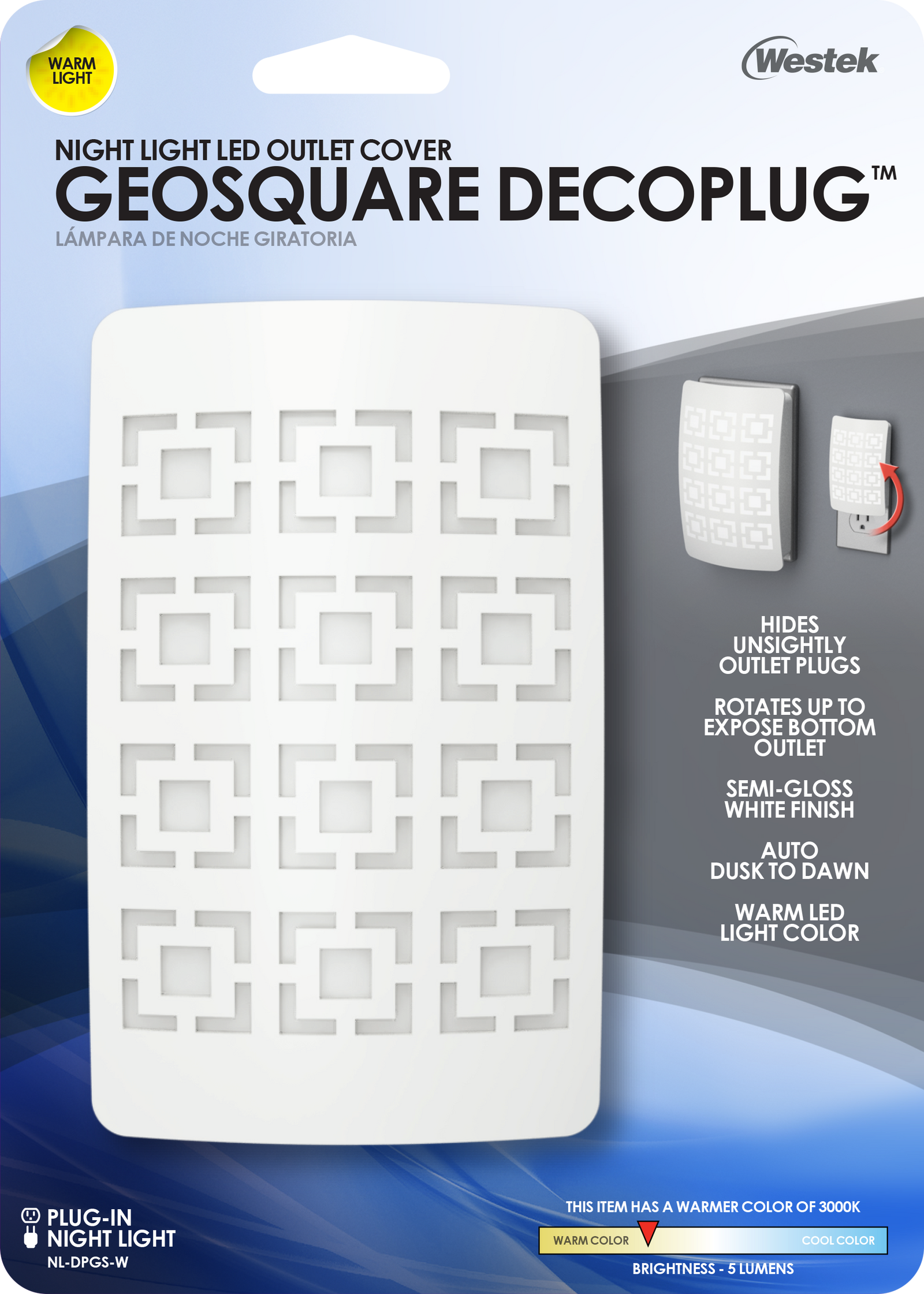 Luz de noche LED GeoSquare blanca DecoPlug