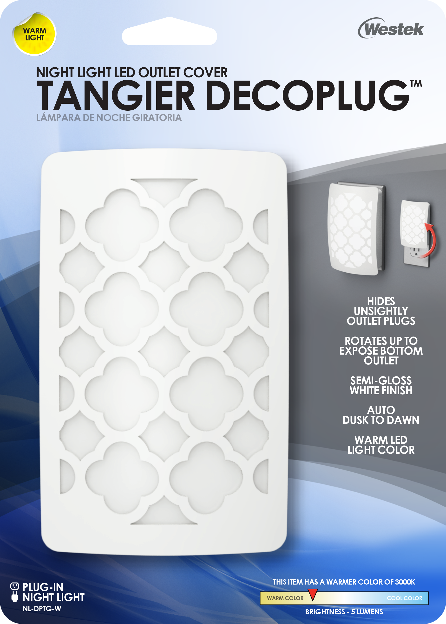 Lámpara de noche LED blanca Tangier de DecoPlug