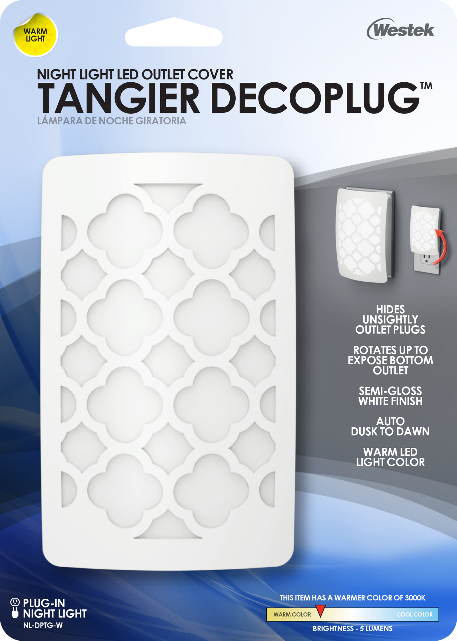 Lámpara de noche LED blanca Tangier de DecoPlug