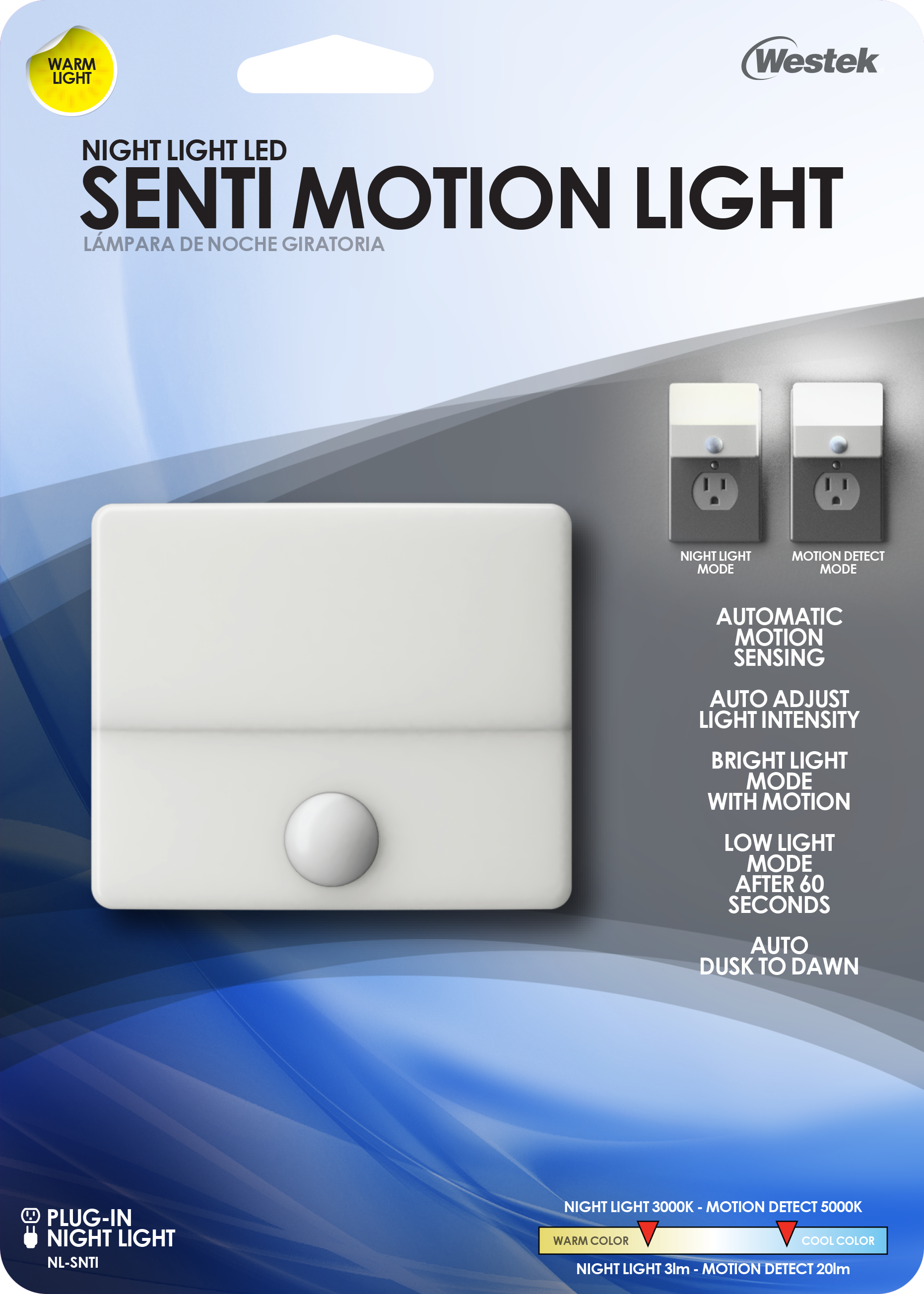 Senti LED Automatic Motion Dual-Bright Night Light