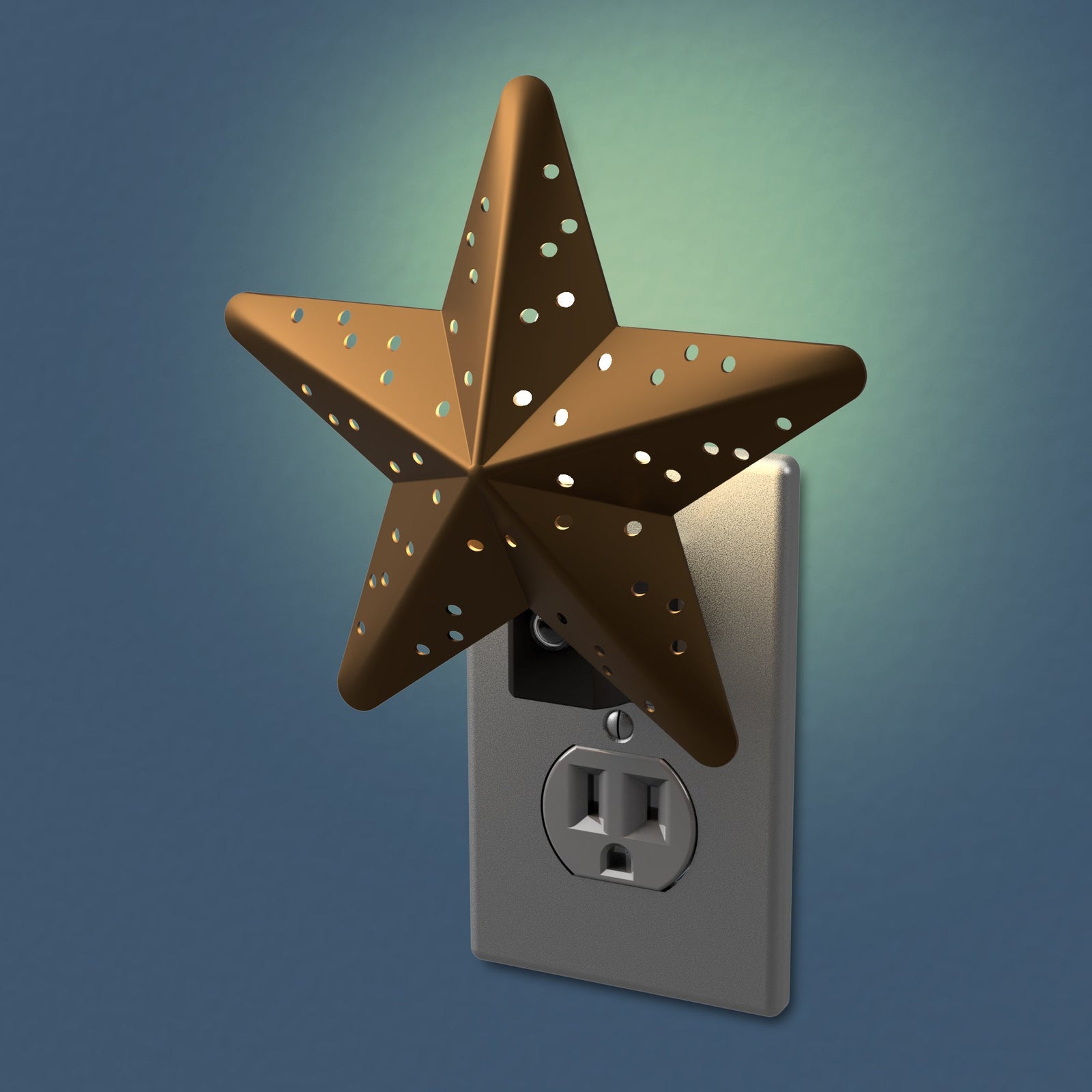 Tin Star Incandescent Automatic Bronze Night Light